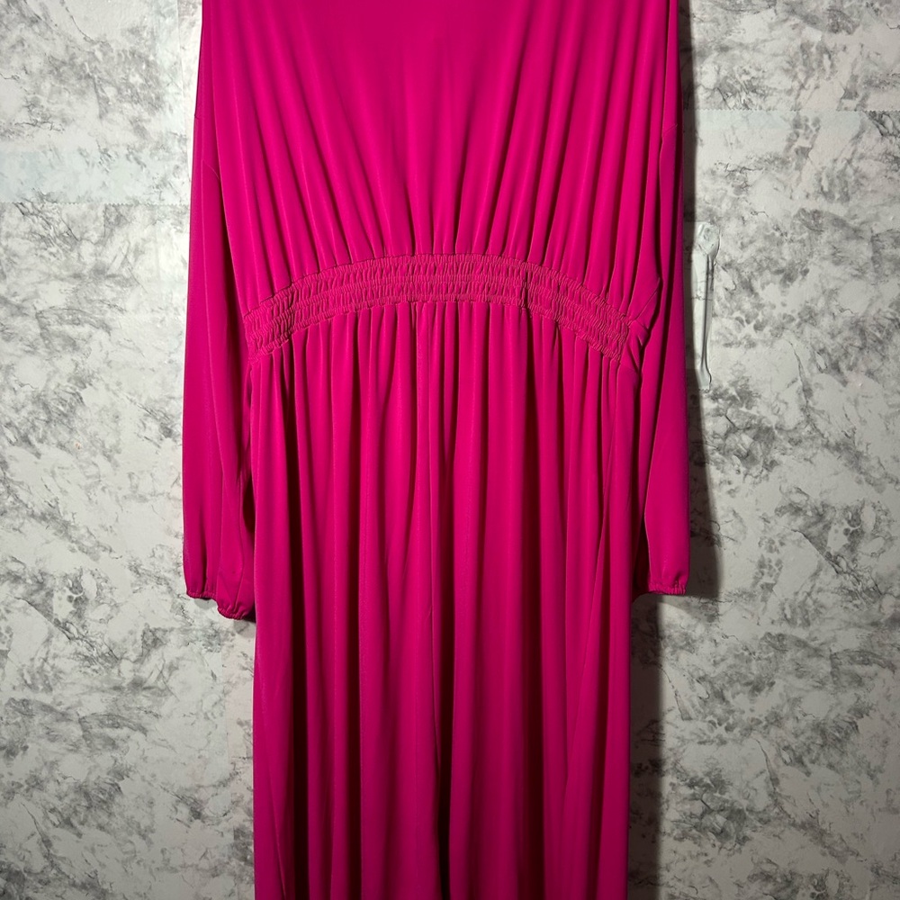 ASOS Woman Long Sleeve Midi Dress Hot Pink Sz 16 NWT  5 - Picture 3 of 6